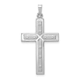 14k White Gold Polished and Satin w/Dots Cross Pendant