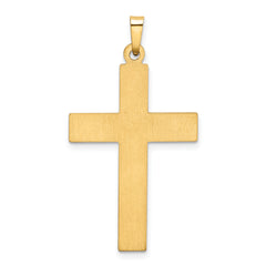 14K w/Rhodium Polished & Satin Cross Pendant