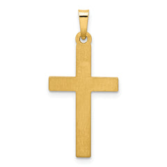 14K Polished Lattice Textured Cross Pendant