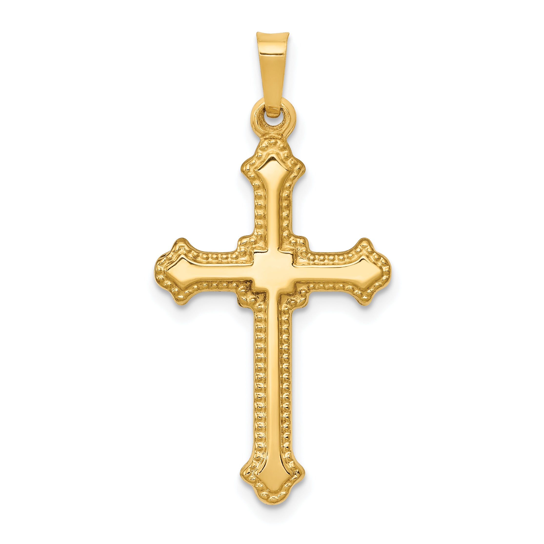 14k Polished Fleur de Lis Cross Pendant