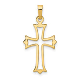 14k Polished Cut-out Fleur de Lis Cross Pendant