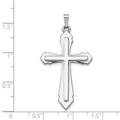 14K White Gold Polished and Satin Cross Pendant