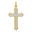 14k w/Rhodium Polished and Textured Passion Cross Pendant