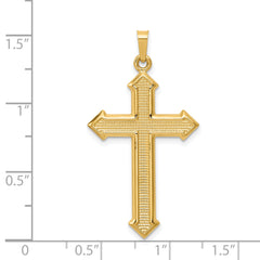 14K Polished and Textured Passion Cross Pendant