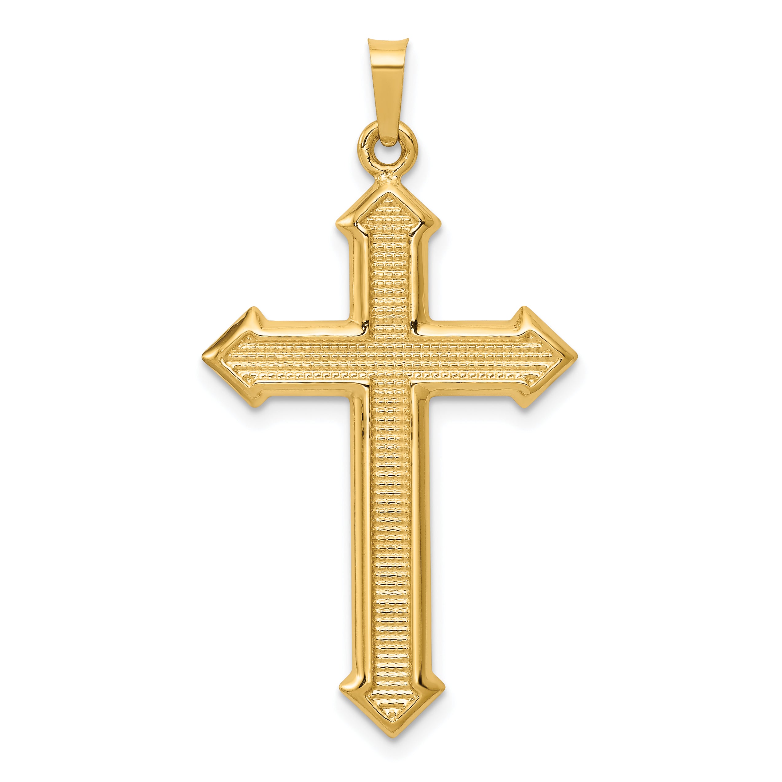 14k Polished and Textured Passion Cross Pendant