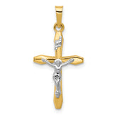 14k Two-tone Polished INRI Crucifix Pendant