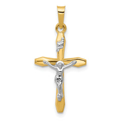 14k Two-tone Polished INRI Crucifix Pendant
