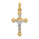 14k Two-tone Polished INRI Crucifix Pendant