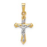 14k Two-tone Polished INRI Crucifix Pendant