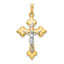 14k Two-tone Polished Fleur de Lis INRI Crucifix Pendant