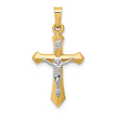 14k Two-tone Polished INRI Crucifix Pendant