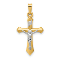 14k Two-tone Polished INRI Crucifix Pendant