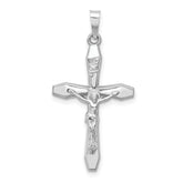 14k White Gold Polished INRI Crucifix Pendant