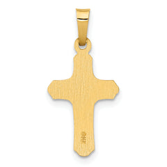 14K Two-tone Polished and Textured INRI Crucifix Pendant