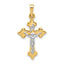 14k Two-tone Polished Fleur de Lis INRI Crucifix Pendant