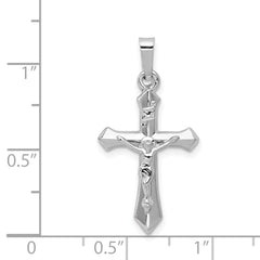 14K White Gold Polished INRI Crucifix Pendant