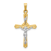 14K Two-tone Polished Inri Crucifix Pendant