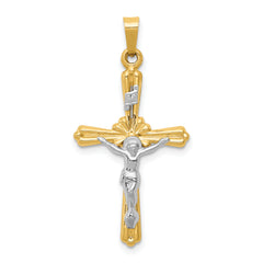 14K Two-tone Polished Inri Crucifix Pendant