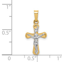 14K Polished INRI Rounded Crucifix Pendant