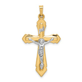 14k Two-tone Polished INRI Crucifix Pendant