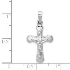14K White Gold Polished INRI Rounded Crucifix Pendant