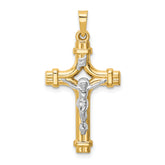 14k Two-tone Polished INRI Crucifix Pendant