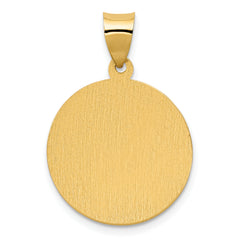 14K Polished & Satin Hollow Divino Nino Round Medal Pendant