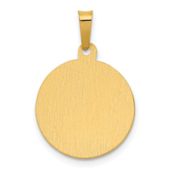 14K Polished & Satin Hollow Divino Nino Round Medal Pendant