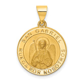 14K Polished/Satin Hollow Spanish St. Gabriel Medal Pendant