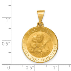 14K Polished & Satin Hollow Spanish St. Joseph Medal Pendant