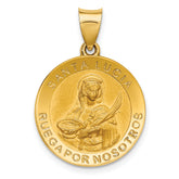14K Polished / Satin Hollow Spanish St. Lucy Medal Pendant