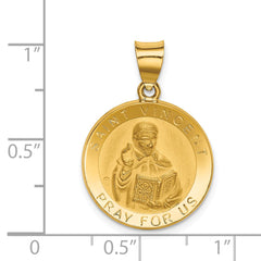 14K Polished & Satin St. Vincent Hollow Medal Pendant