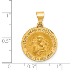 14K Hollow Polished/Satin Spanish Perpetuo Socorro Medal