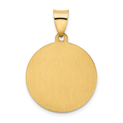 14k Hollow Polished/Satin Round Spanish San Miguel Medal
