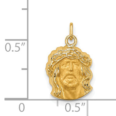 14k Hollow Polished/Satin Small Jesus Medal