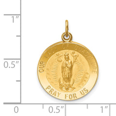 14k Solid Polished/Satin Round Our Lady of Guadalupe Medal