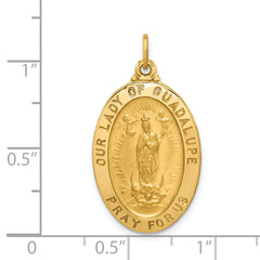 14k Solid Polished/Satin Oval Our Lady of Guadalupe Medal