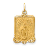 14K Solid Polished/Satin Rectangle Framed Miraculous Medal
