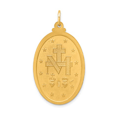 14k Solid Polished/Satin Large Oval Miraculous Medal