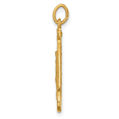 14k Solid Polished/Satin Large Rectangle Framed Miraculous Medal