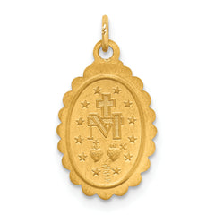 14k Solid Polished/Satin Small Oval Scalloped Miraculous Medal