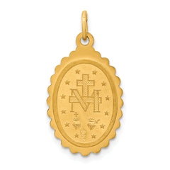14k Solid Polished/Satin Medium Oval Scalloped Miraculous Medal