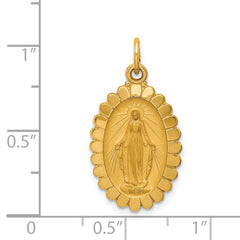 14k Solid Polished/Satin Medium Oval Scalloped Miraculous Medal