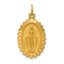14k Solid Polished/Satin Medium Oval Scalloped Miraculous Medal