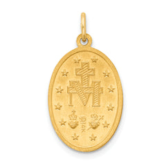 14k Solid Polished/Satin Oval Miraculous Medal