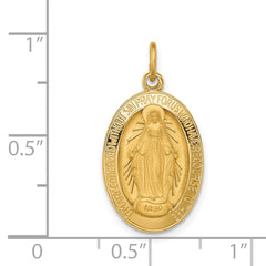 14k Solid Polished/Satin Oval Miraculous Medal