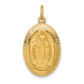 14k Solid Polished/Satin Oval Miraculous Medal