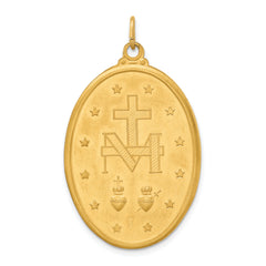 14k Solid Polished/Satin Extra Large Oval Miraculous Medal