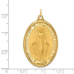 14k Solid Polished/Satin Extra Large Oval Miraculous Medal