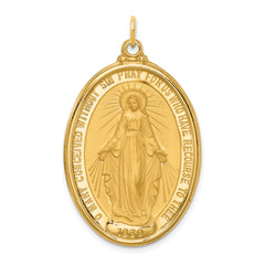 14k Solid Polished/Satin Extra Large Oval Miraculous Medal